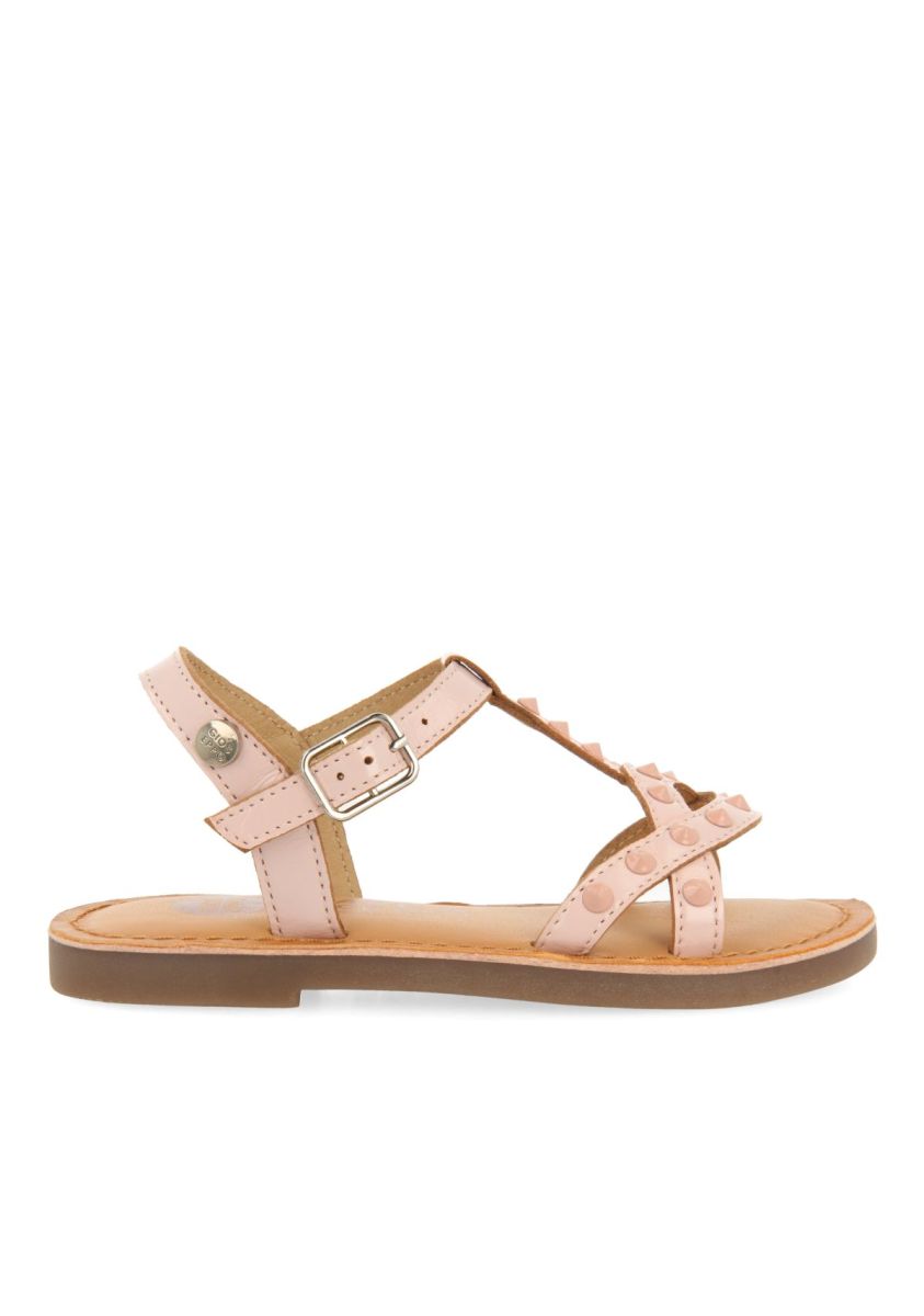 SANDALIAS ROSAS DE PIEL CON TACHUELAS PARA NIÃA Y NIÃO MAWES - ROSA