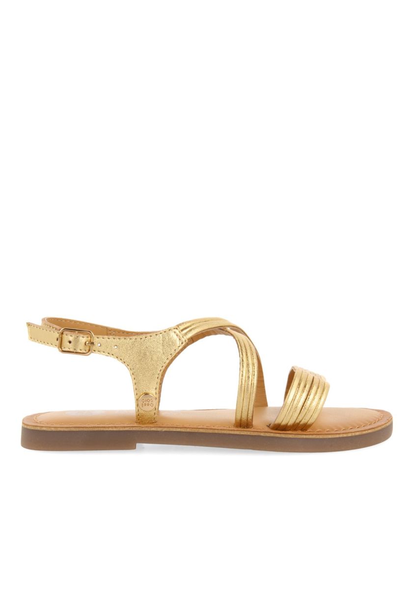 SANDALIAS DORADAS CON TIRAS TUBULARES EN PIEL PARA NIÃA Y NIÃO ANNEX - ORO OSCURO
