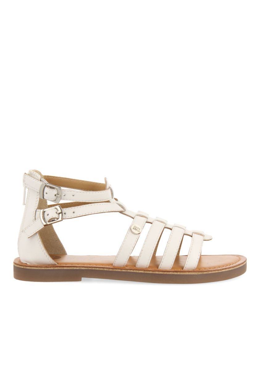 SANDALIAS BLANCAS DE PIEL ESTILO ROMANAS PARA NIÃA Y NIÃO BENICIA - BLANCO