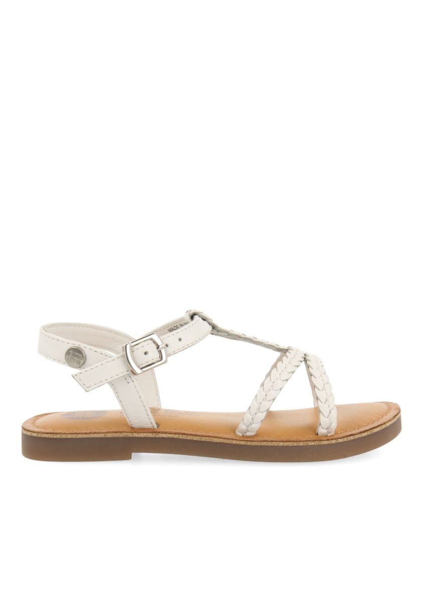 SANDALIAS BLANCAS DE PIEL CON TRENZADO PARA NIÃA Y NIÃO CINISI - BLANCO