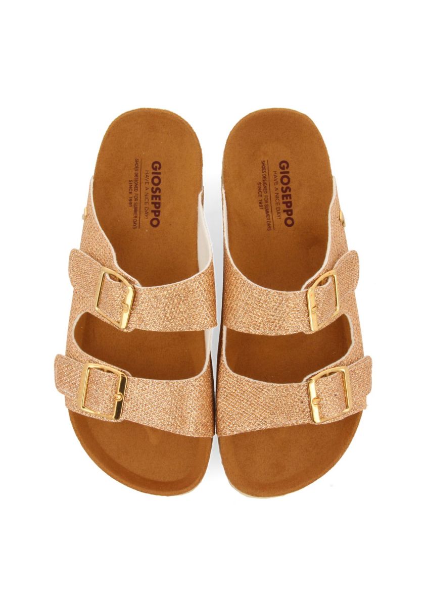 SANDALIAS CON CUÃA TIPO BIO Y TIRAS DORADAS PARA MUJER MARGATE - ORO
