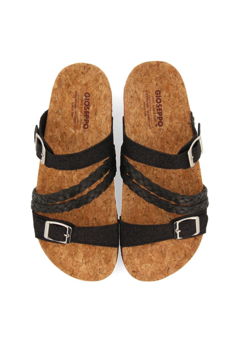 SANDALIAS CON CUÃA TIPO BIO Y TIRAS NEGRAS PARA MUJER LOUPIAN - NEGRO