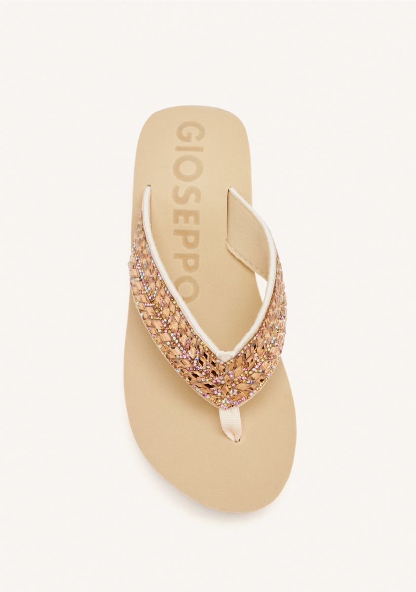 SANDALIAS BEIGE CON CUÃA Y PEDRERÃA PARA MUJER DEVICES - BEIG