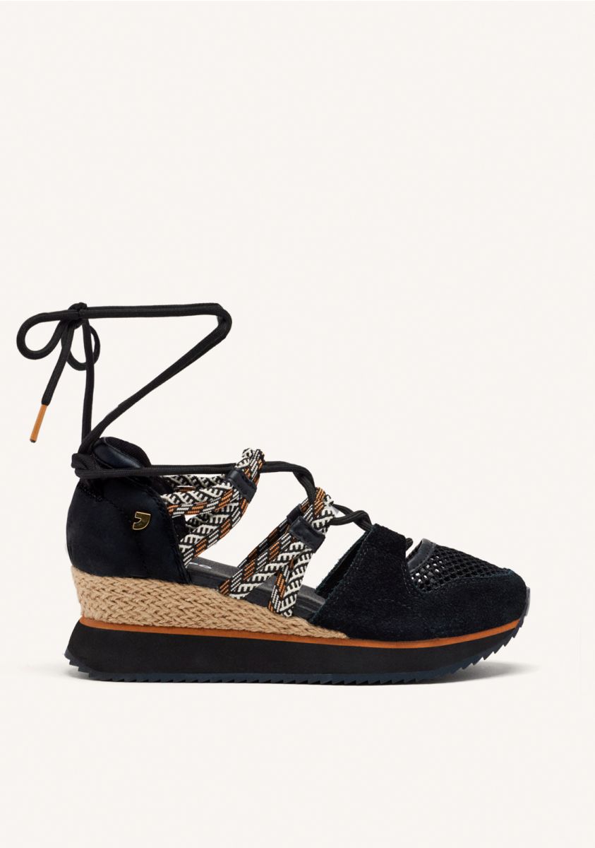 SNEAKERS ABIERTOS NEGROS TIPO ESPADRILLE CON CUÃA PARA MUJER IONA - NEGRO