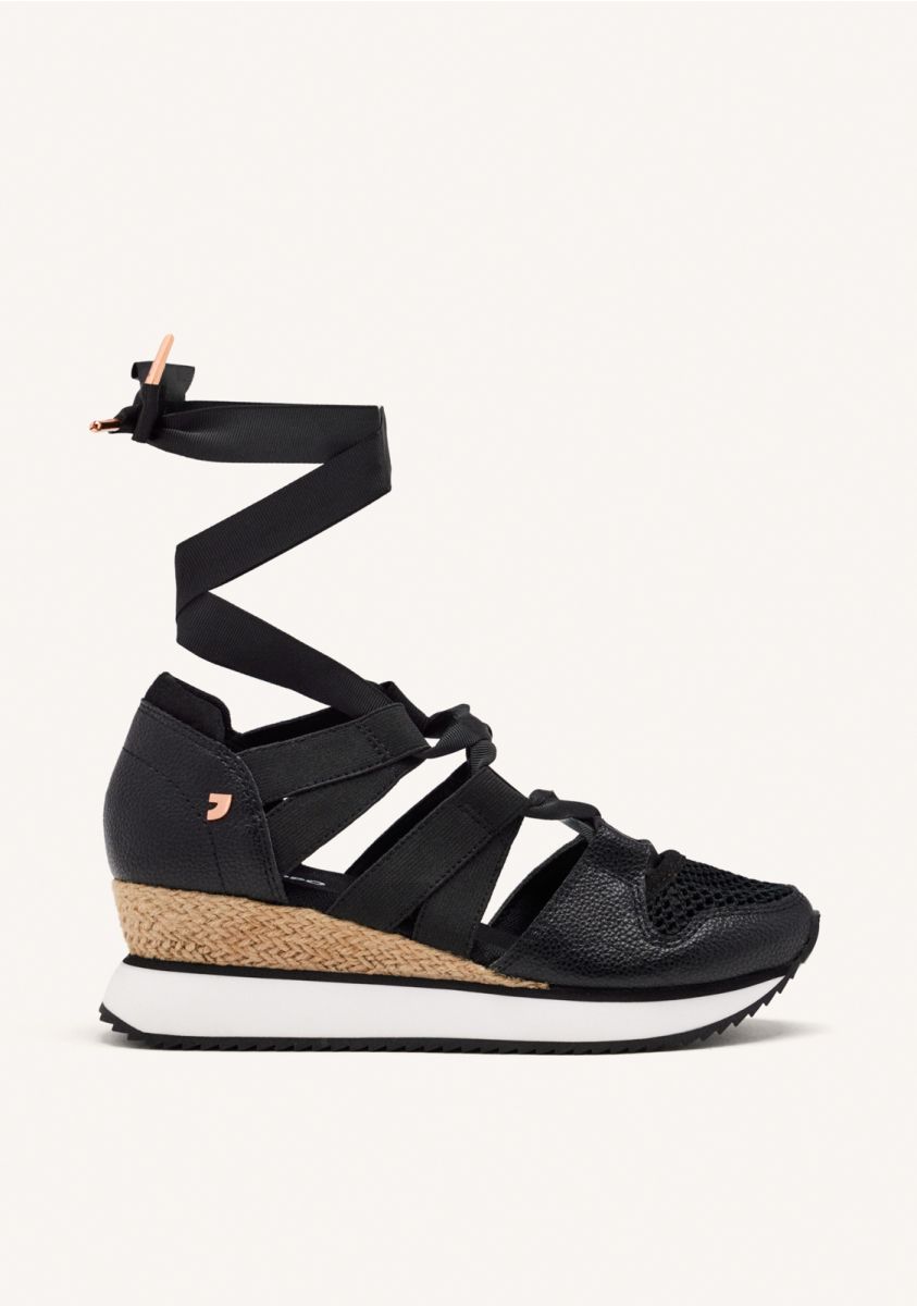 SNEAKERS ABIERTOS NEGROS TIPO ESPADRILLE CON TIRAS PARA MUJER MUIR - NEGRO