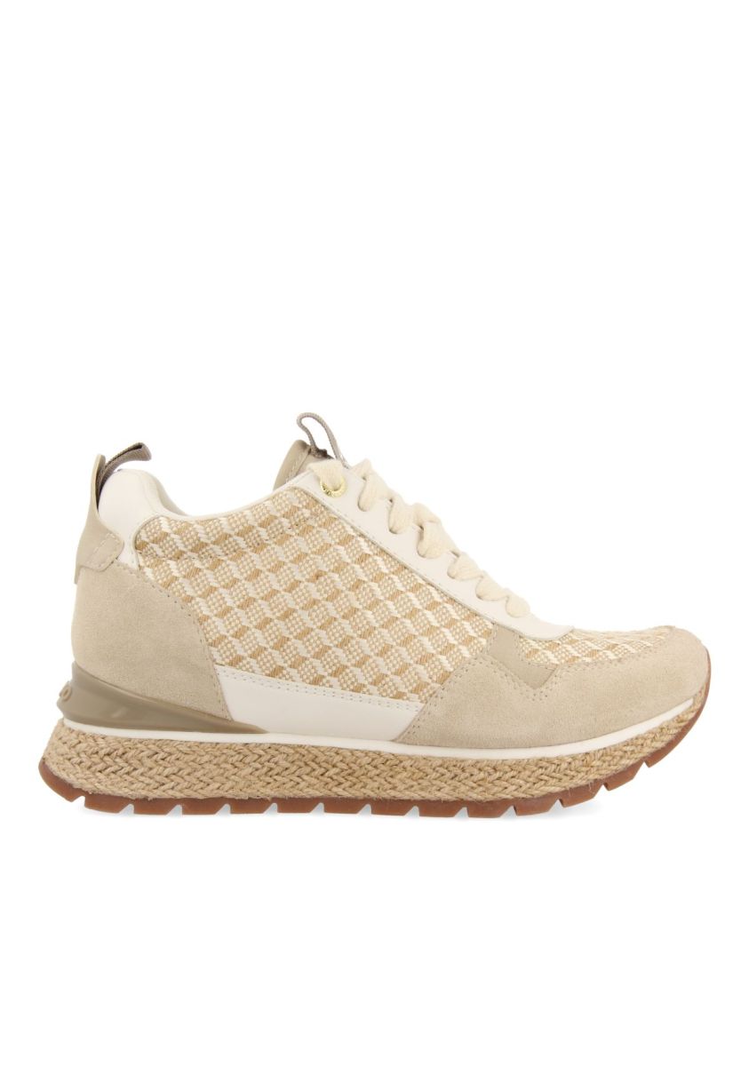SNEAKERS BEIGE DE CUÃA INTERNA CON ESTAMPADO GEOMÃTRICO PARA MUJER PUKE - BEIG