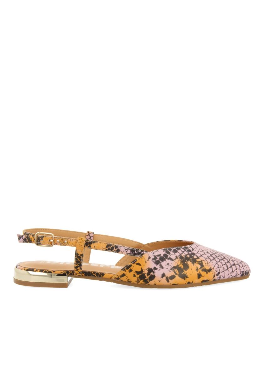 BAILARINAS DESTALONADAS DE PUNTA FINA EN PIEL CON PRINT DE SERPIENTE MULTICOLOR PARA MUJER LASCARI - MULTICOLOR