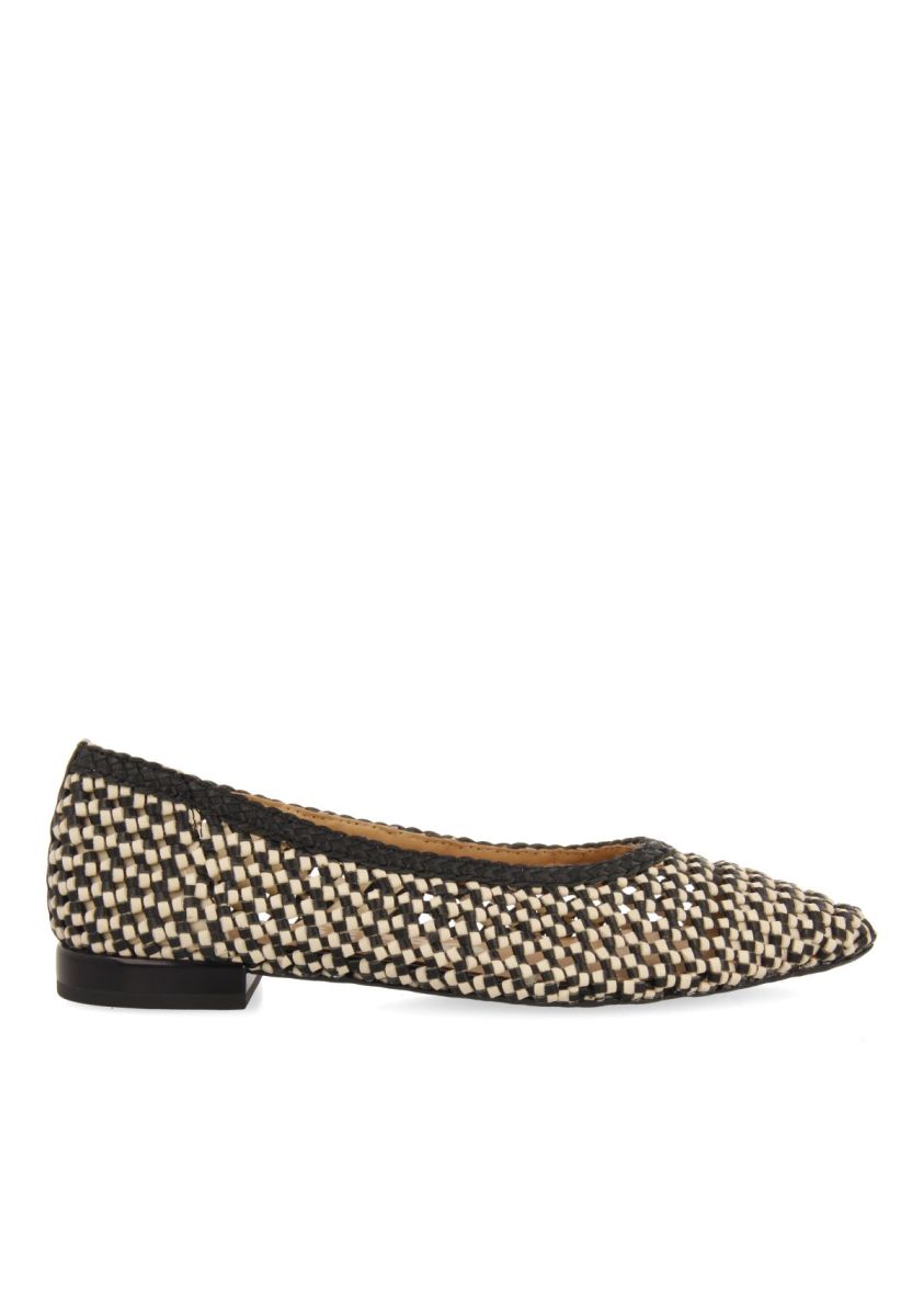 BAILARINAS DE PIEL TRENZADAS BICOLOR CON PUNTA FINA PARA MUJER ATHERTON - NEGRO-BLAN