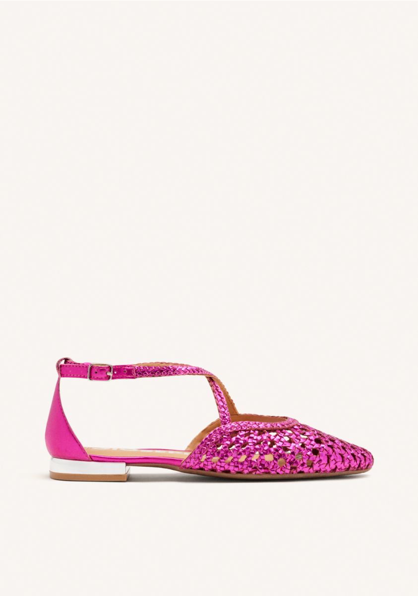 BAILARINAS DE PIEL COLOR FUCSIA CON TRENZADOS PARA MUJER LESKOVIC - FUXIA