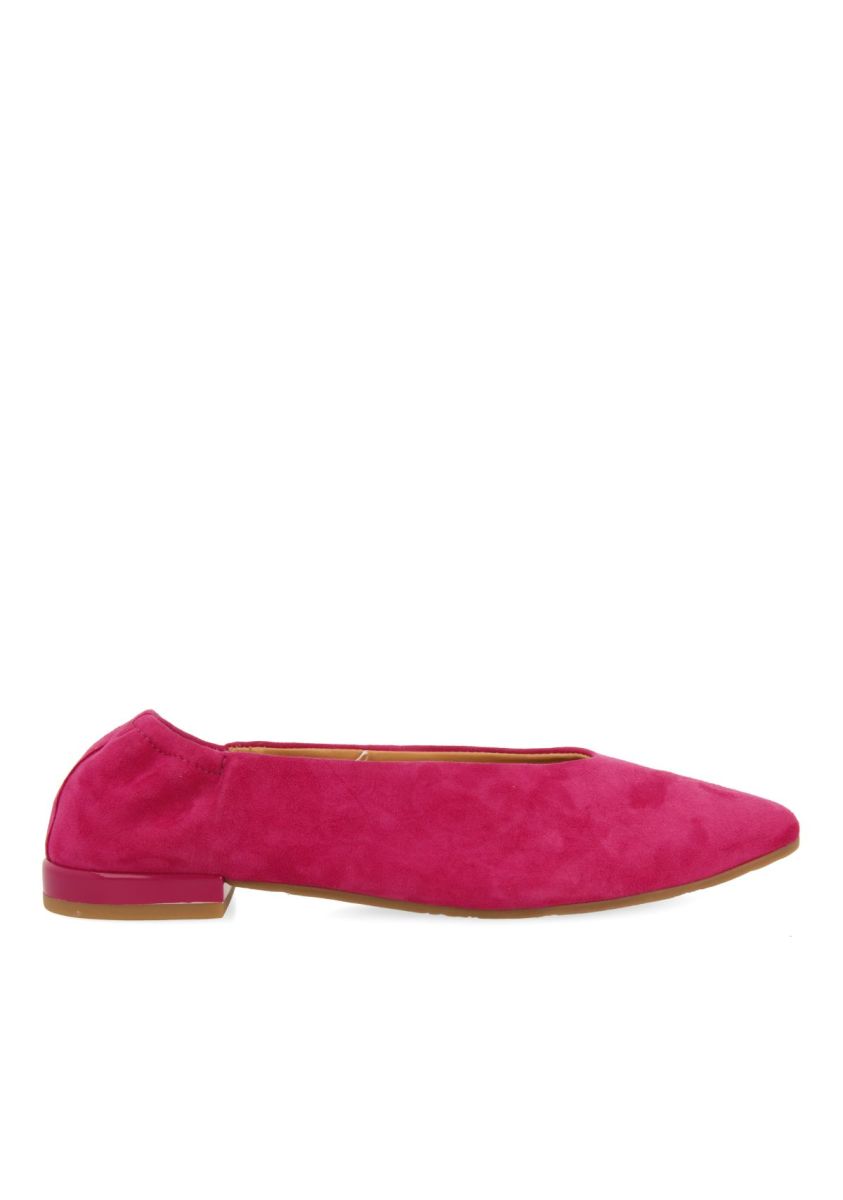 BAILARINAS DE PIEL COLOR FUCSIA CON PUNTA FINA Y TALÃN FRUNCIDA PARA MUJER GAGEAC - FUXIA