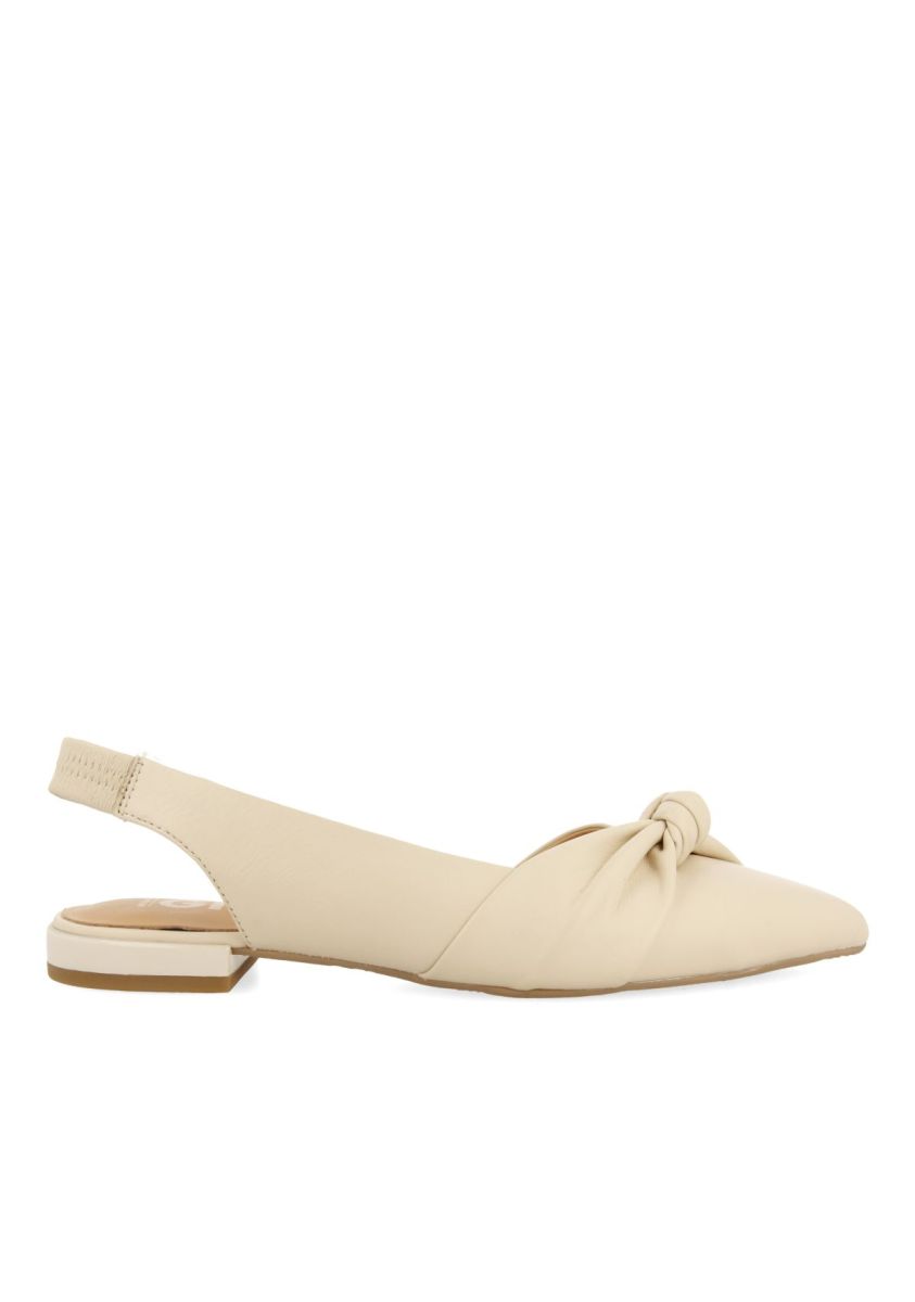 BAILARINAS DESTALONADAS DE PIEL COLOR OFF-WHITE CON DETALLE DE NUDO PARA MUJER IBALLE - OFF-WHITE