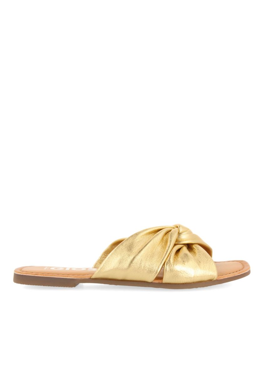 SANDALIAS ESTILO PALA DORADAS DE PIEL PARA MUJER AGIRA - ORO OSCURO