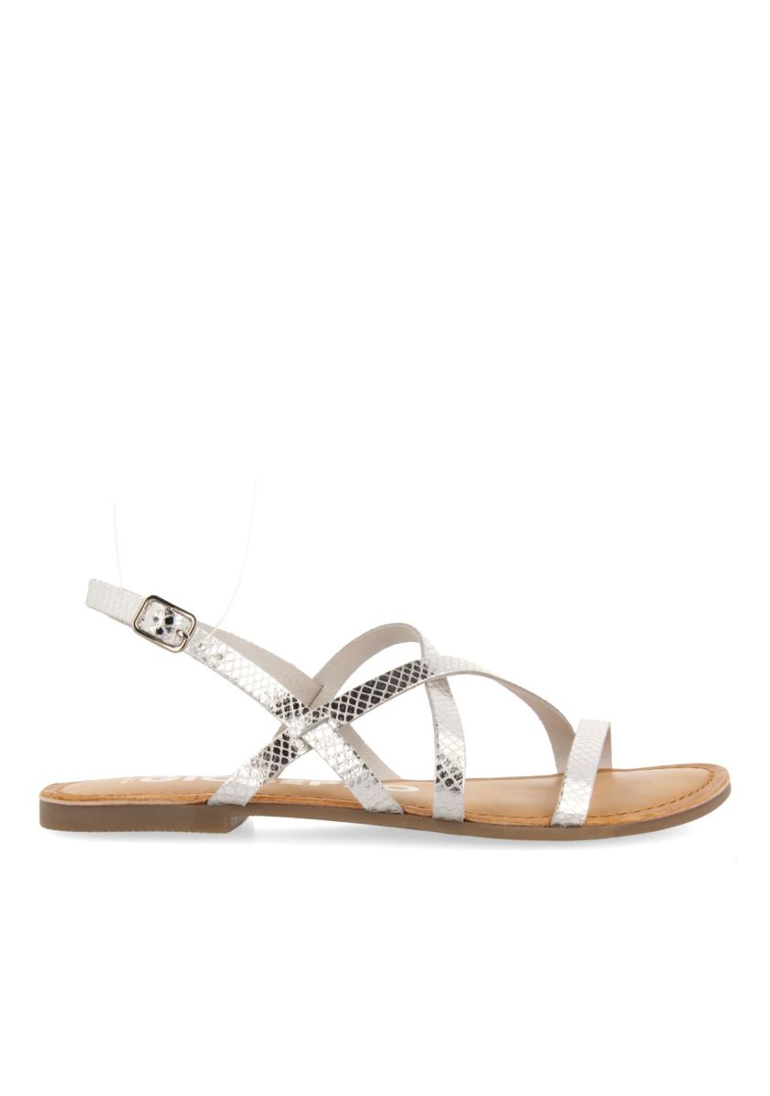 SANDALIAS PLATEADAS DE PIEL CON TIRAS FINAS PARA MUJER DANIA - PLATA