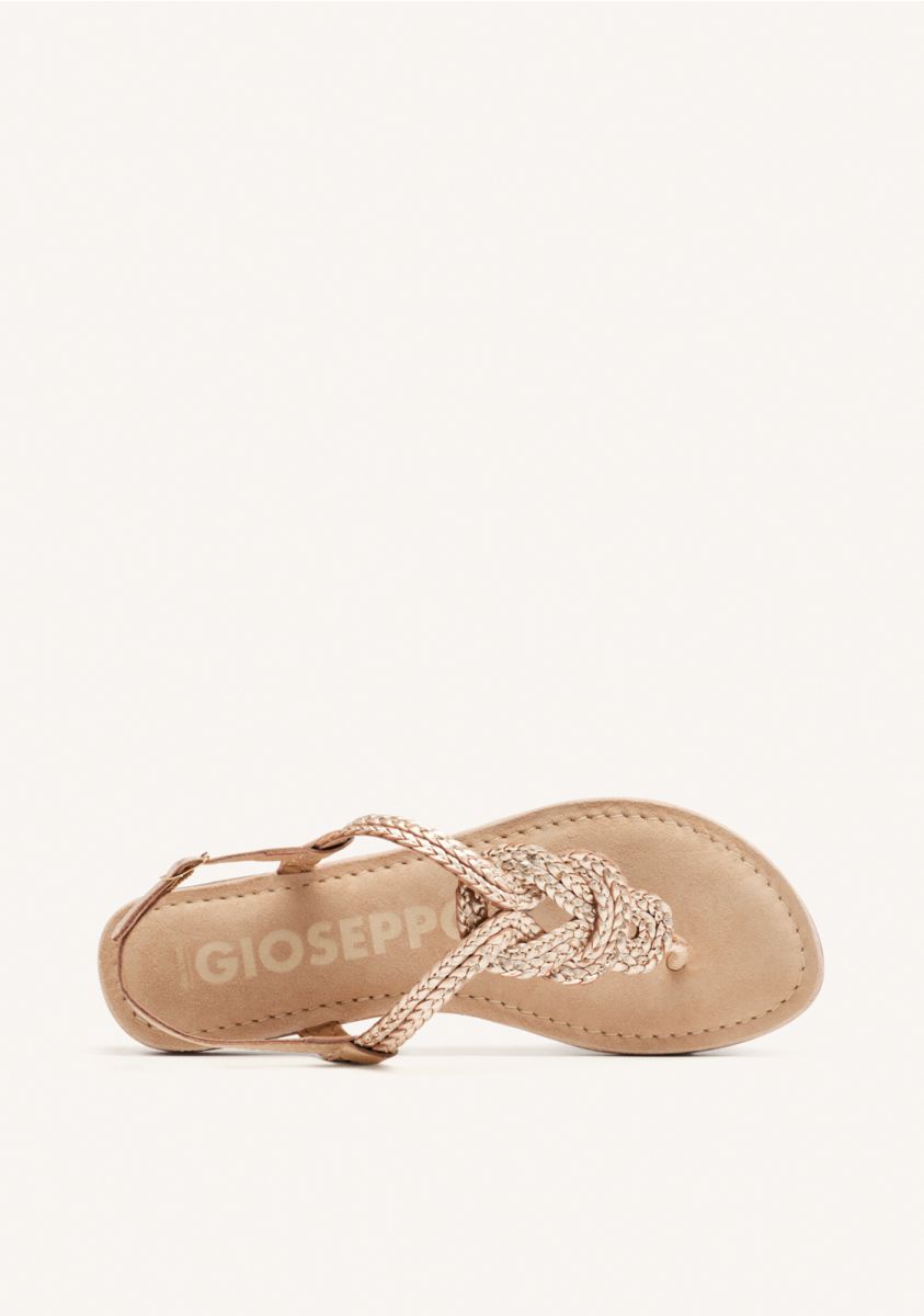 SANDALIAS DORADAS DE PIEL TRENZADA PARA MUJER ZUPANJA - ORO