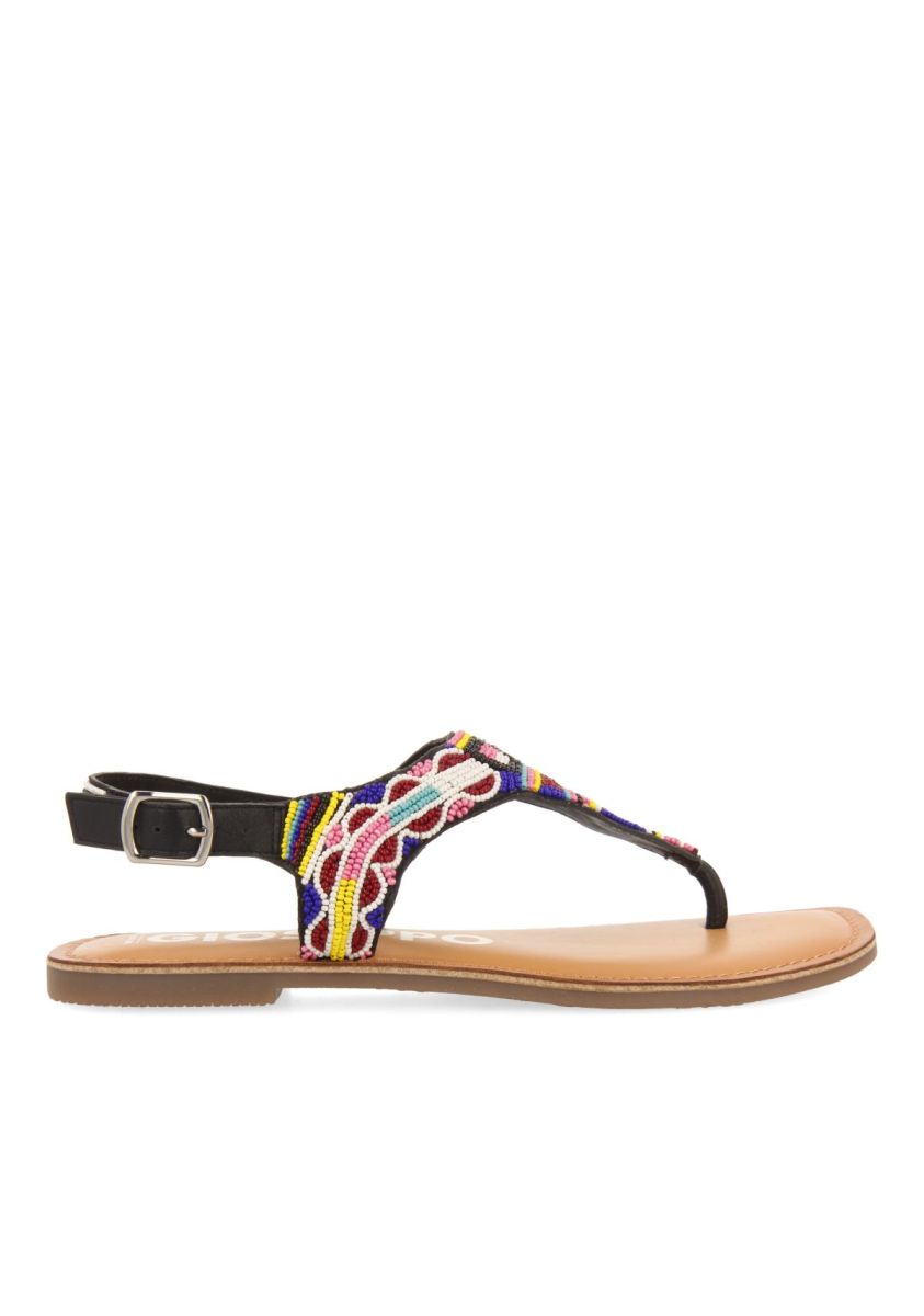 SANDALIAS ÃTNICA CON PIEDRAS MULTICOLOR PARA MUJER SAITASH - MULTICOLOR