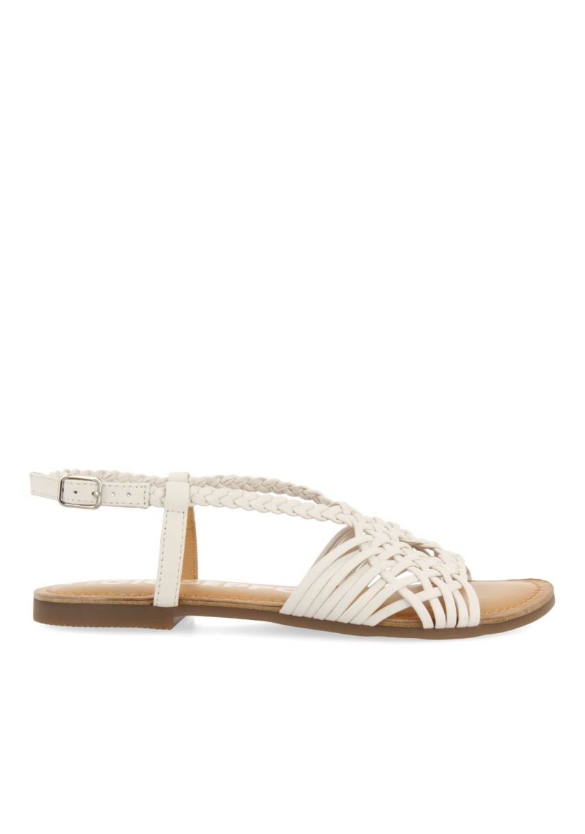 SANDALIAS BLANCAS DE PIEL CON TIRAS CRUZADAS PARA MUJER AIDONE - BLANCO