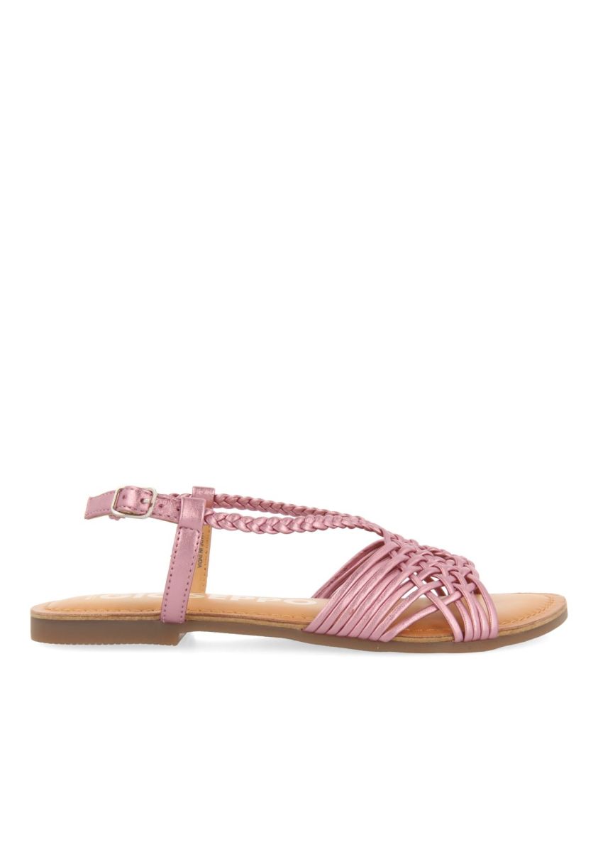 SANDALIAS ROSAS DE PIEL CON TIRAS CRUZADAS PARA MUJER AIDONE - ROSA