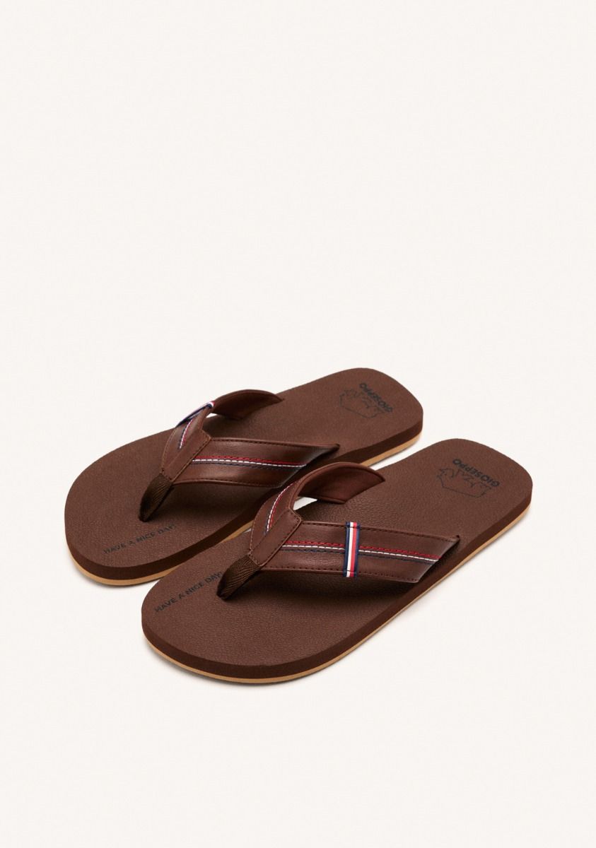 CHANCLAS MARRONES CON DETALLES DE COLORES PARA HOMBRE CUTLER - MARRON