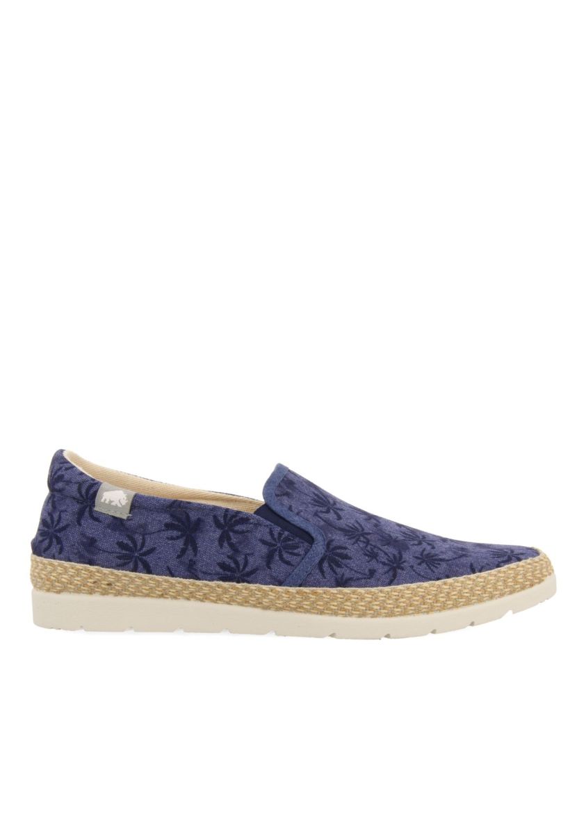 ESPADRILLES COLOR AZUL MARINO CON ESTAMPADO DE PALMERAS Y ALGODÃN RECICLADO PARA HOMBRE SORTINO - MARINO