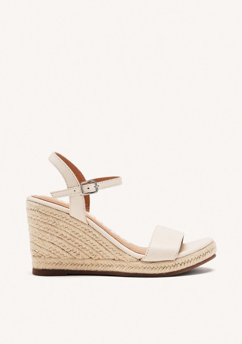SANDALIAS DE PIEL OFF-WHITE CON CUÃA DE YUTE PARA MUJER ZHEPE - OFF-WHITE