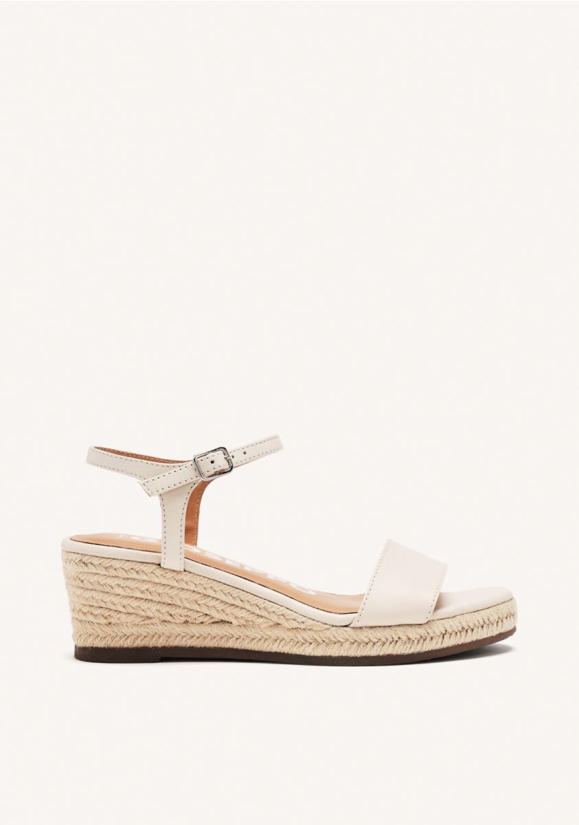 SANDALIAS DE PIEL OFF-WHITE CON CUÃA DE YUTE PARA MUJER YALAHA - OFF-WHITE