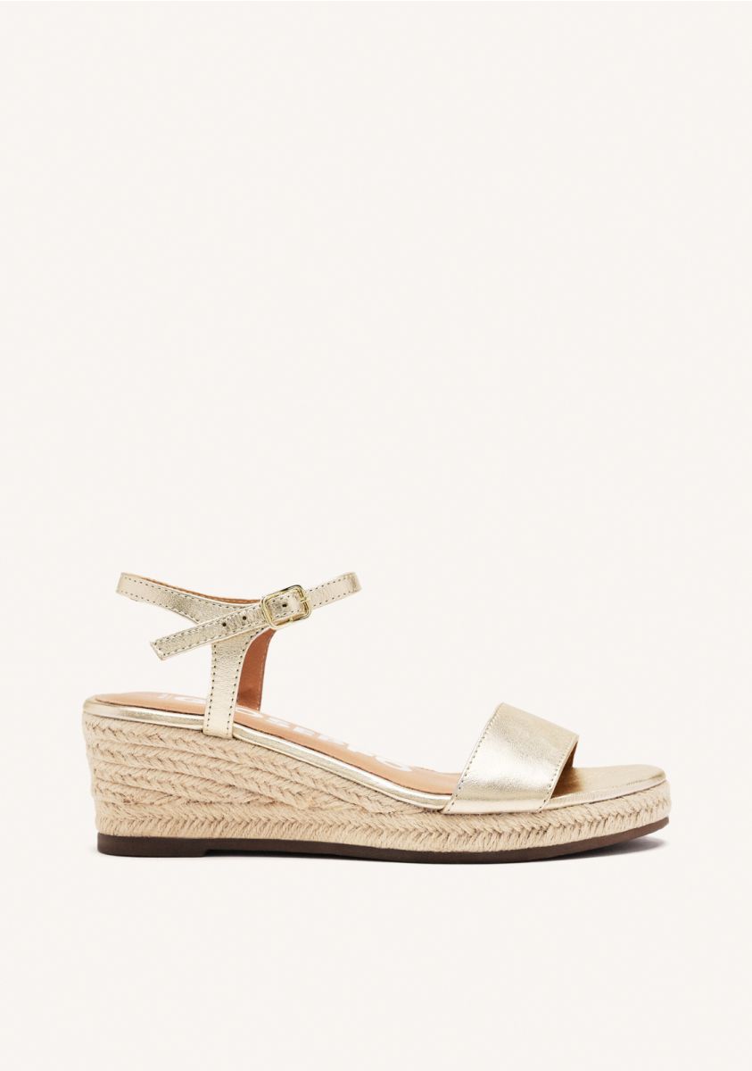 SANDALIAS DE PIEL COLOR PLATINO CON CUÃA DE YUTE PARA MUJER YALAHA - PLATINO