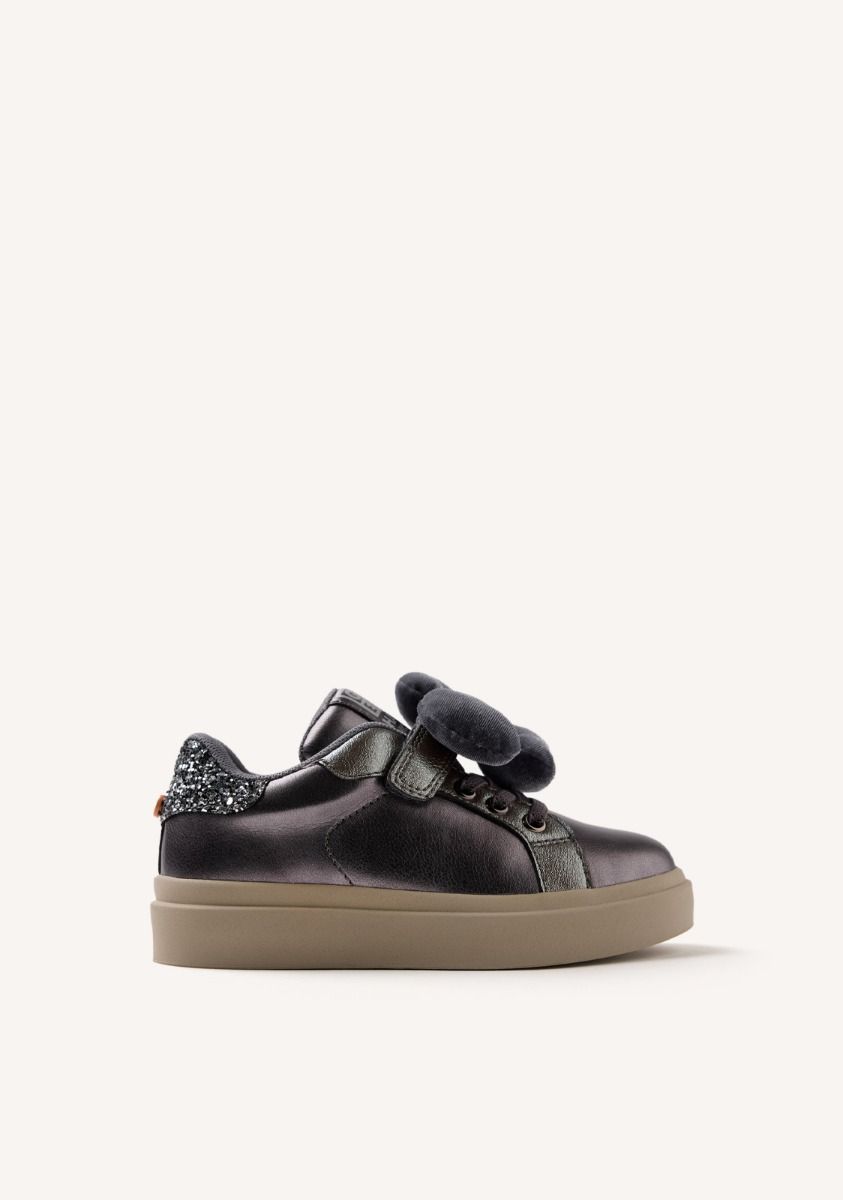 ZAPATILLAS METALIZADAS FLOR ALMONT - PLOMO