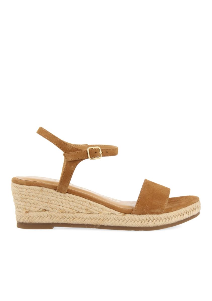 SANDALIAS DE PIEL COLOR CUERO CON CUÃA DE YUTE PARA MUJER XARRE - CUERO