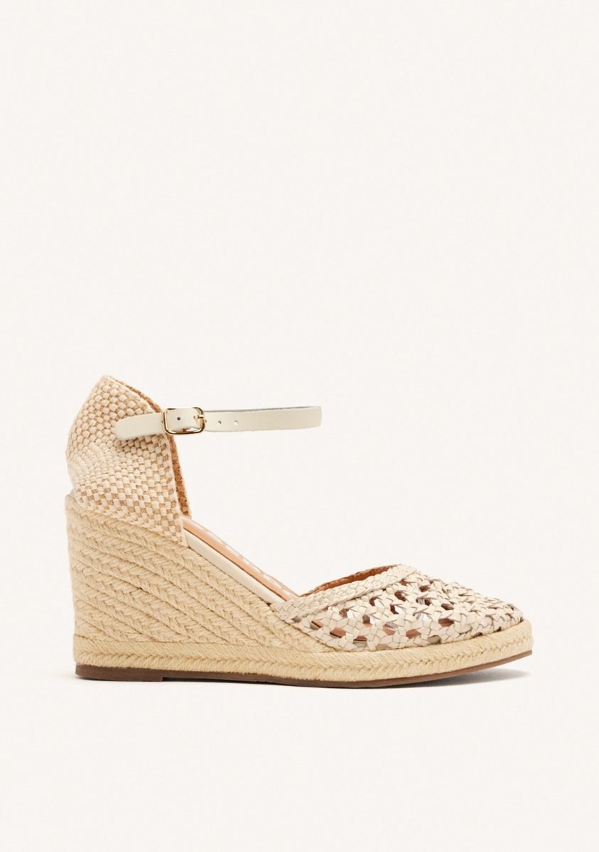ALPARGATAS OFF-WHITE DE PIEL TRENZADA CON CUÃA ALTA DE YUTE PARA MUJER SERIGNAN - OFF-WHITE