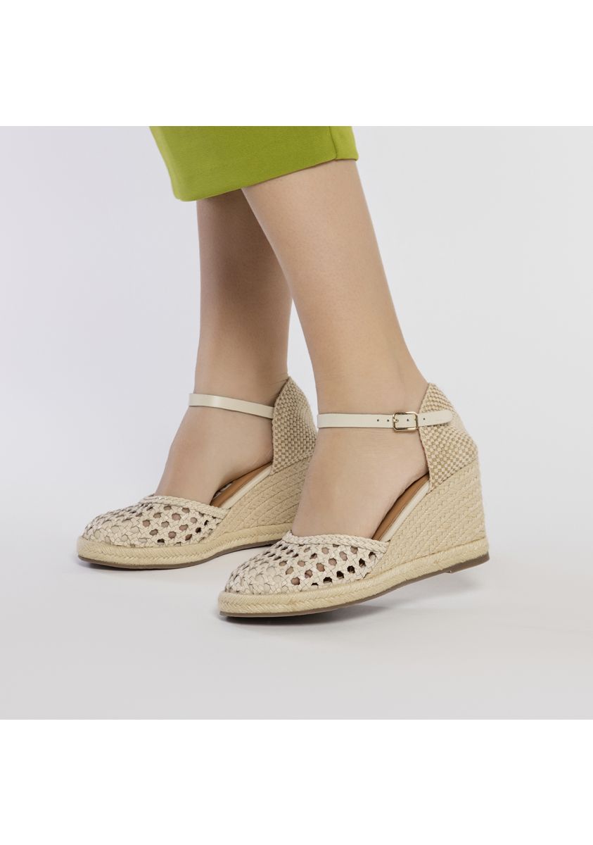 ALPARGATAS OFF-WHITE DE PIEL TRENZADA CON CUÃA ALTA DE YUTE PARA MUJER SERIGNAN - OFF-WHITE