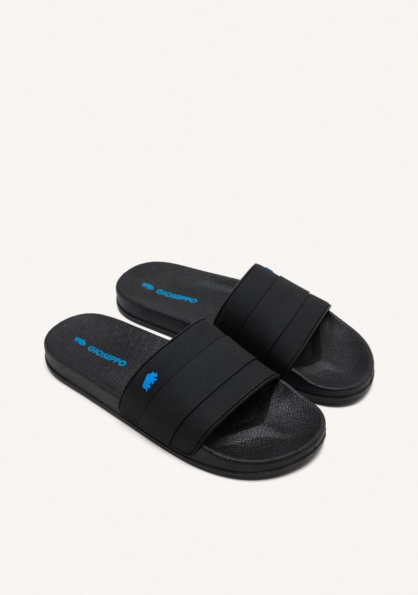 CHANCLAS NEGRAS DE PALA CON DETALLE EN AZUL PARA HOMBRE BORGETTO - NEGRO