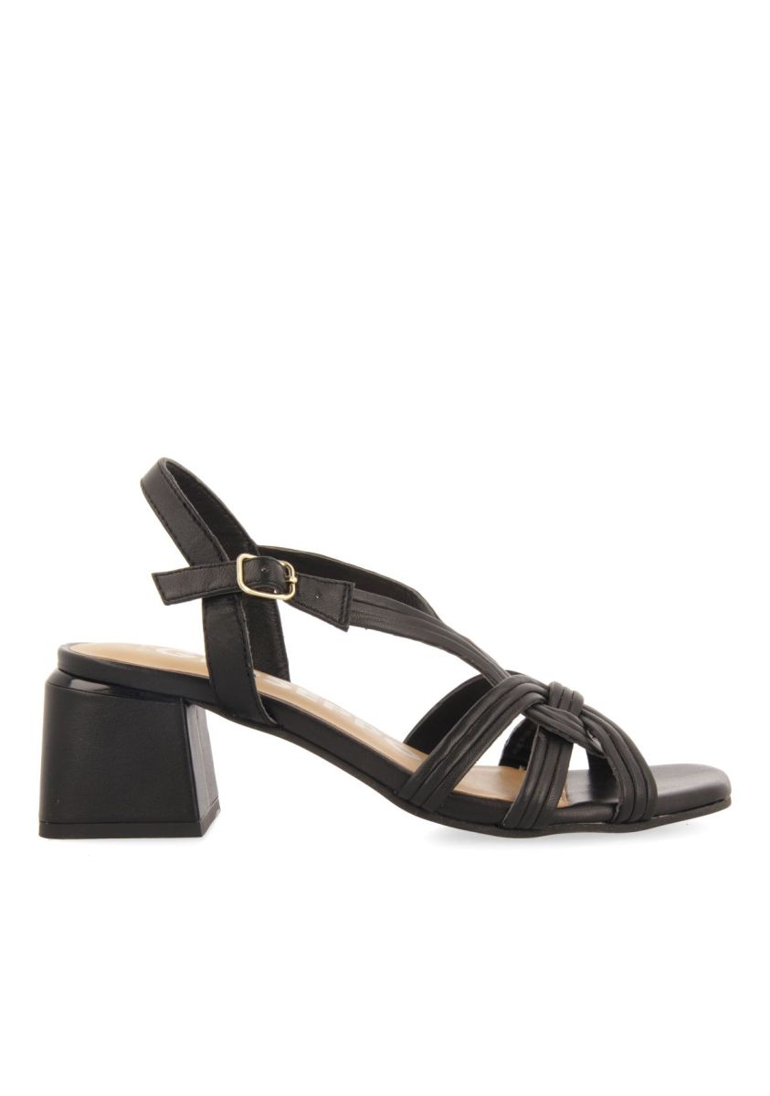SANDALIAS NEGRAS DE TACÃN CON TIRAS TRENZADAS PARA MUJER BULQIZE - NEGRO