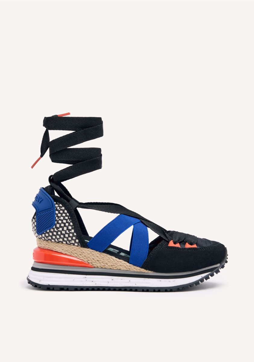 Sneakers negras tipo espadrille con cuÃ±a para mujer coinches - NEGRO