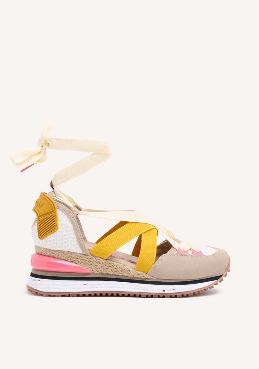 Sneakers beige tipo espadrille con cuÃ±a para mujer coinches - BEIG