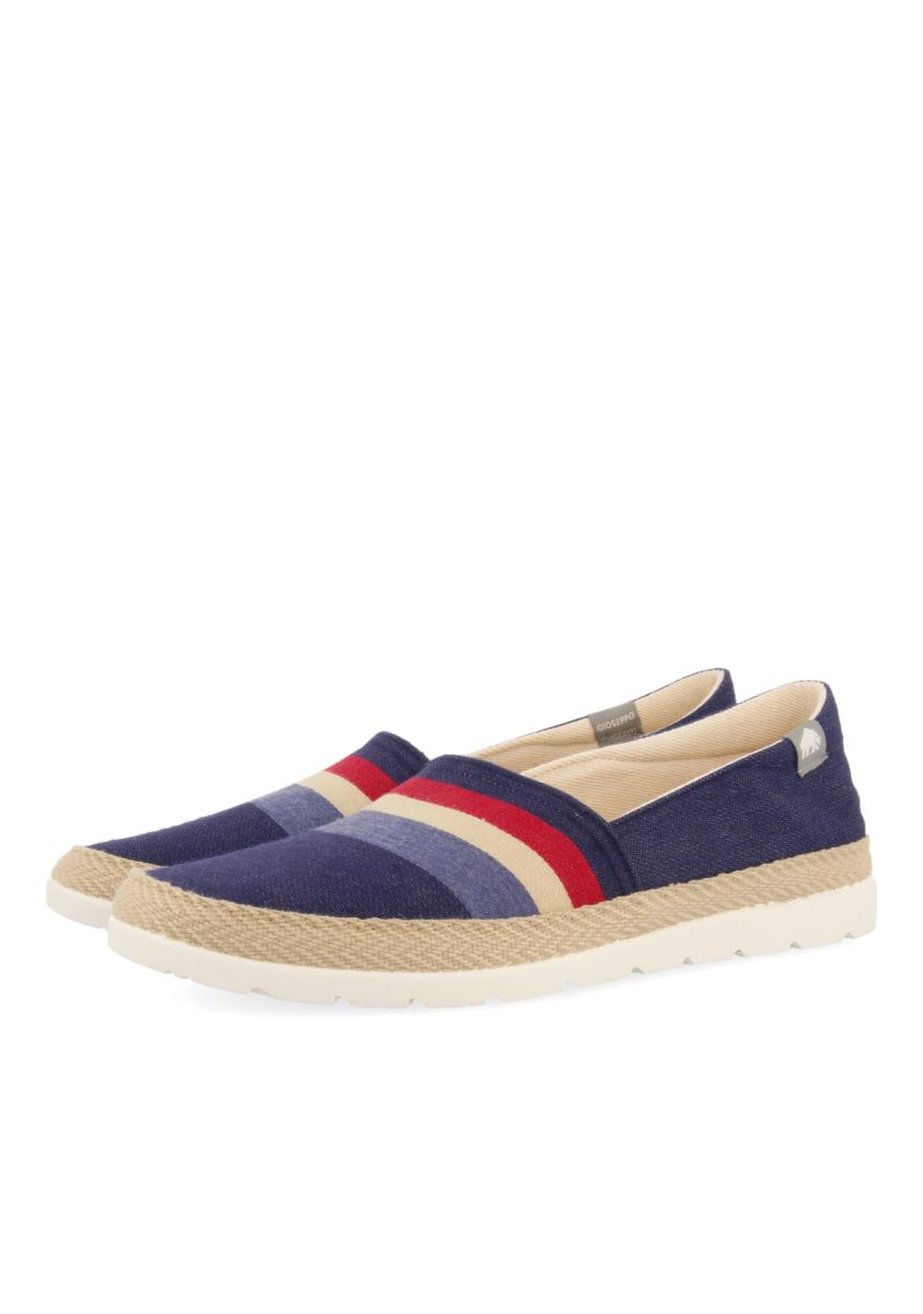 ALPARGATAS  AZUL MARINO CON DETALLE DE RAYAS MULTICOLOR PARA HOMBRE DOVRE - MARINO