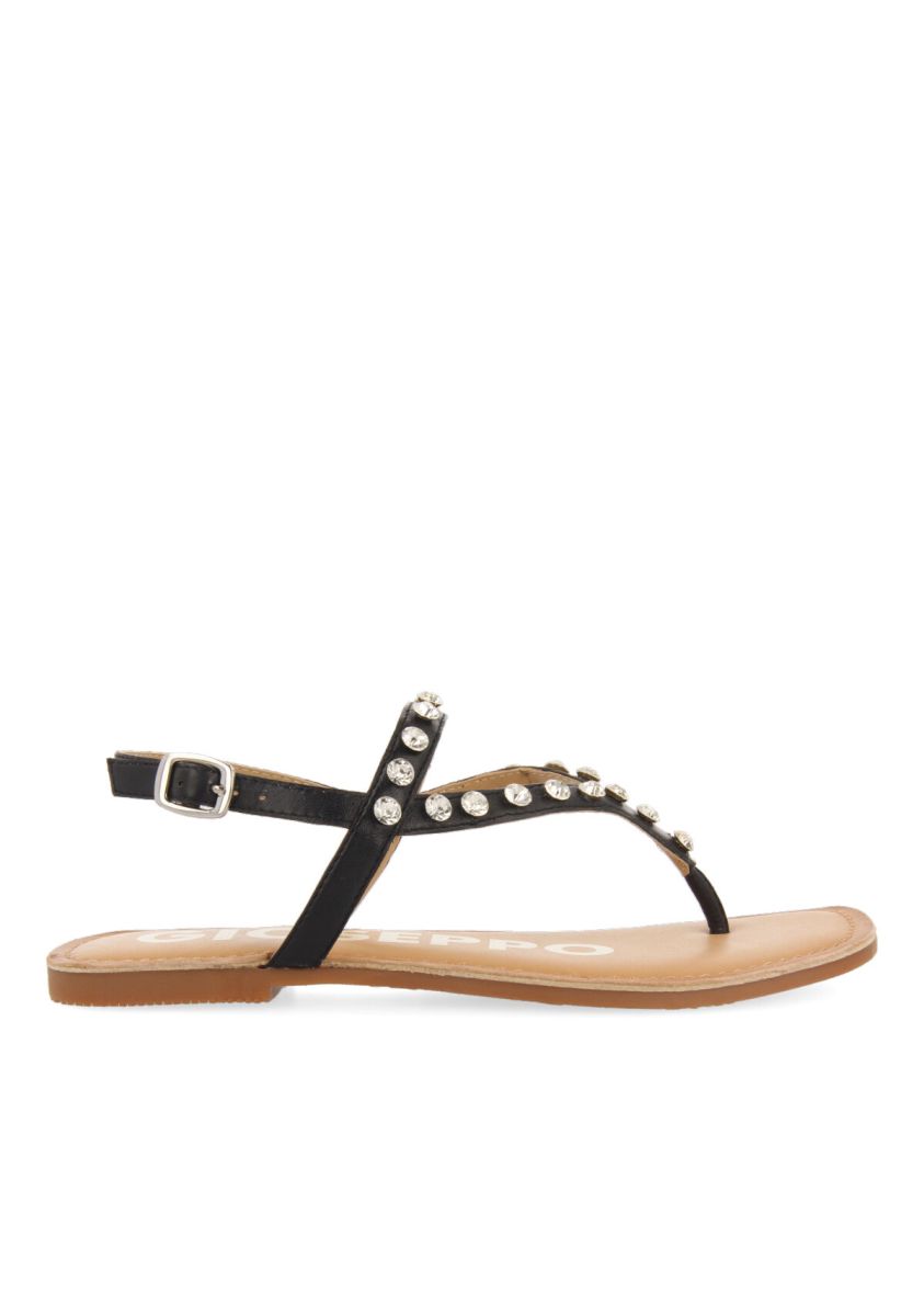 SANDALIA DE PIEL EN COLOR NEGRO PARA MUJER ENOVEE - NEGRO