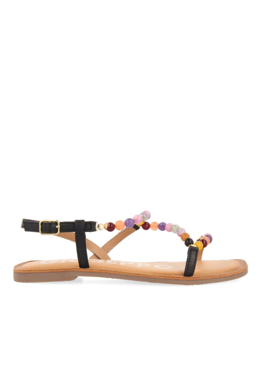 SANDALIAS NEGRAS CON ADORNO DE CRISTALES PARA MUJER JUSSARA - NEGRO