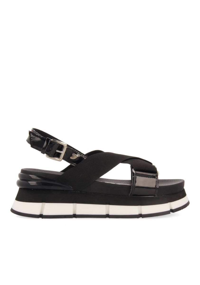 SANDALIAS NEGRAS CON PLATAFORMA PARA MUJER LAMOLE - NEGRO