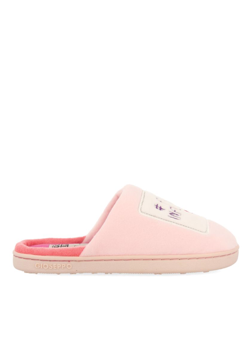 Zapatillas de estar por casa destalonadas color rosa con bordado de redes sociales leduc - ROSA