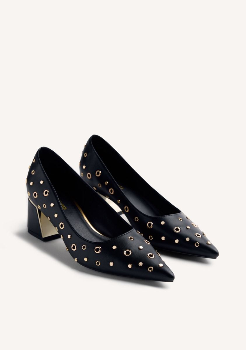 ZAPATOS TACÃN TACHAS Y OLLADOS HIBBING - NEGRO