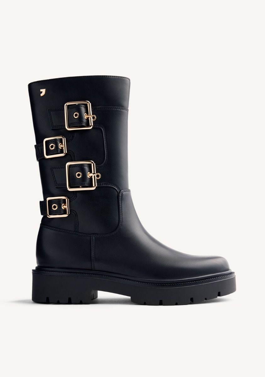 BOTAS BIKER PIEL PETOSKEY - NEGRO