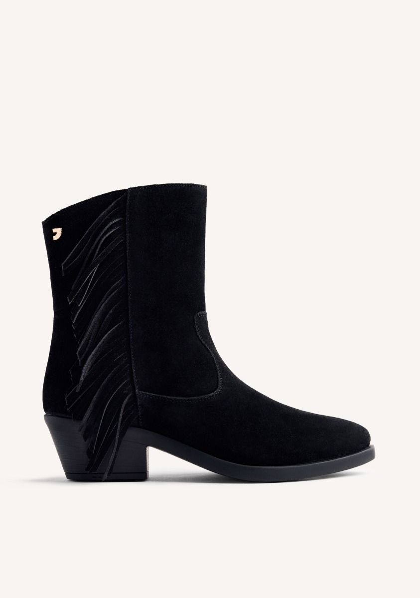 BOTINES COWBOY PIEL FLECOS KASSON - NEGRO