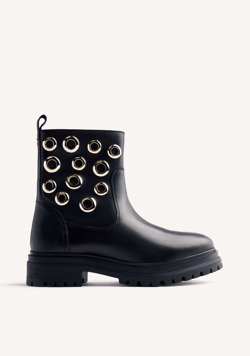 BOTINES PIEL OLLADOS ONAMIA - NEGRO