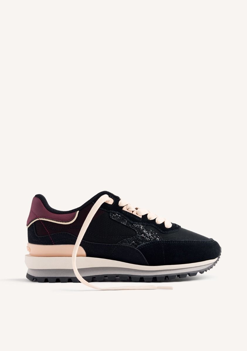 ZAPATILLAS PIEL Y BRILLO FOLEY - NEGRO