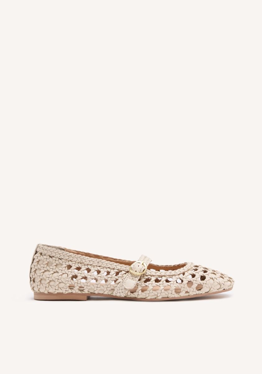 BAILARINAS MARY-JANE PIEL TRENZADA  - OFF-WHITE