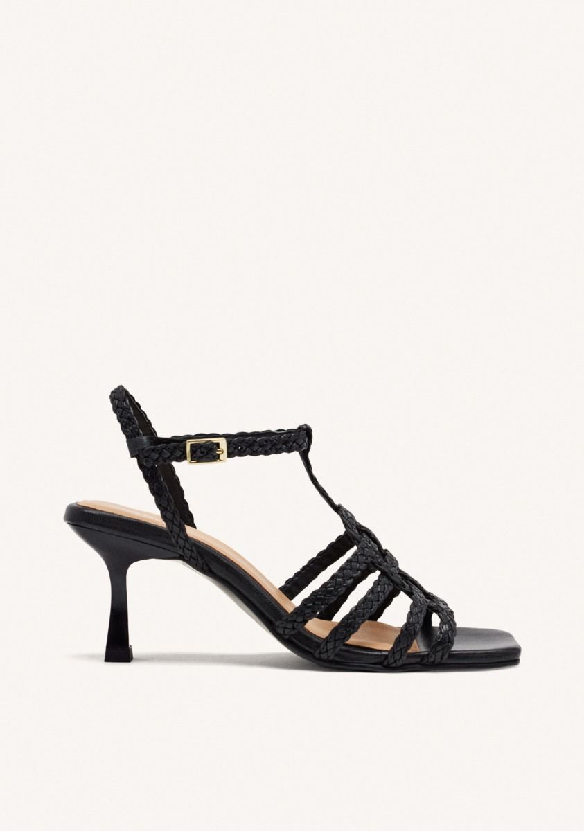 SANDALIAS PIEL TRENZADA - NEGRO