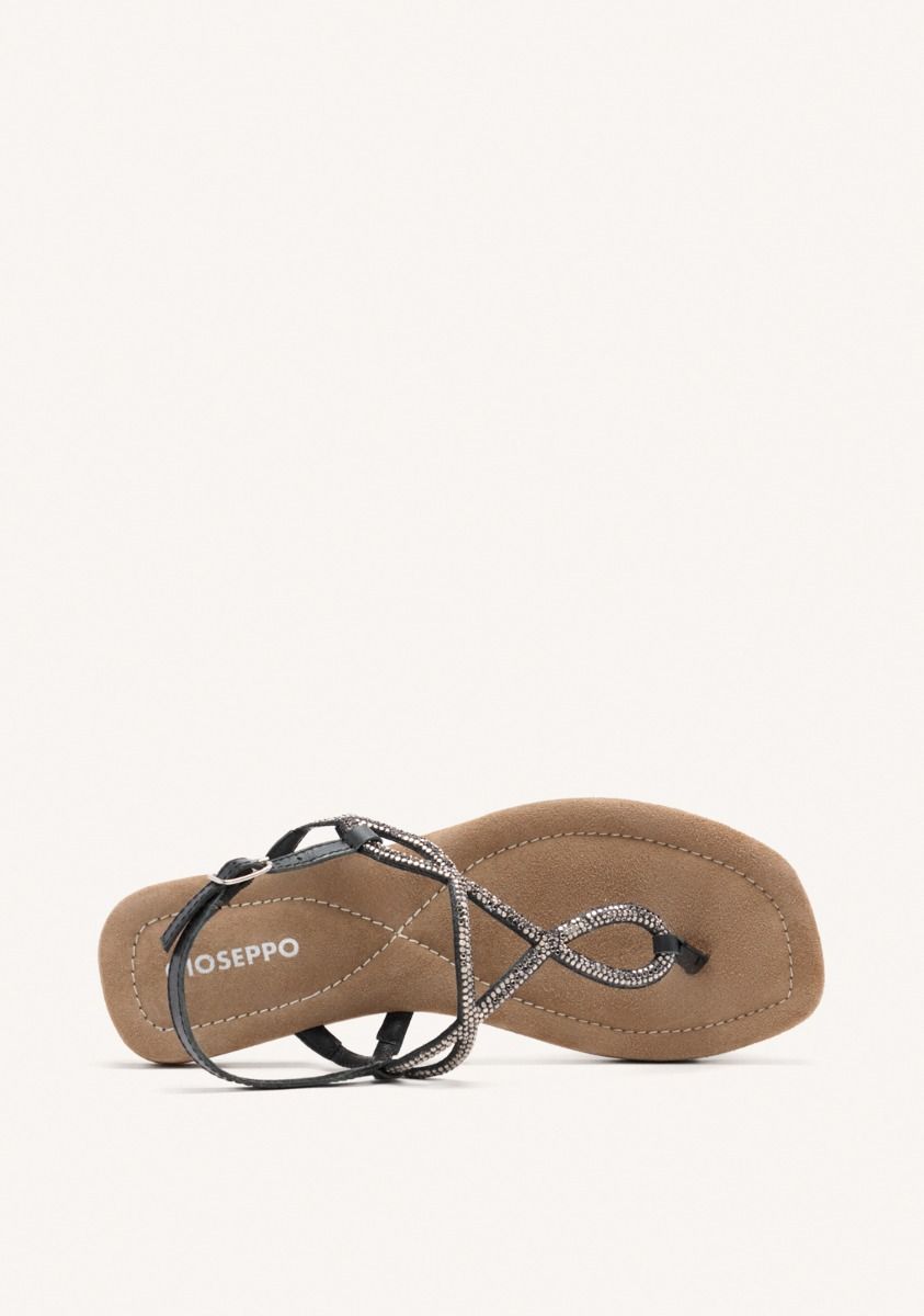 SANDALIAS PIEL PEDRERÃA KINGFIELD - NEGRO
