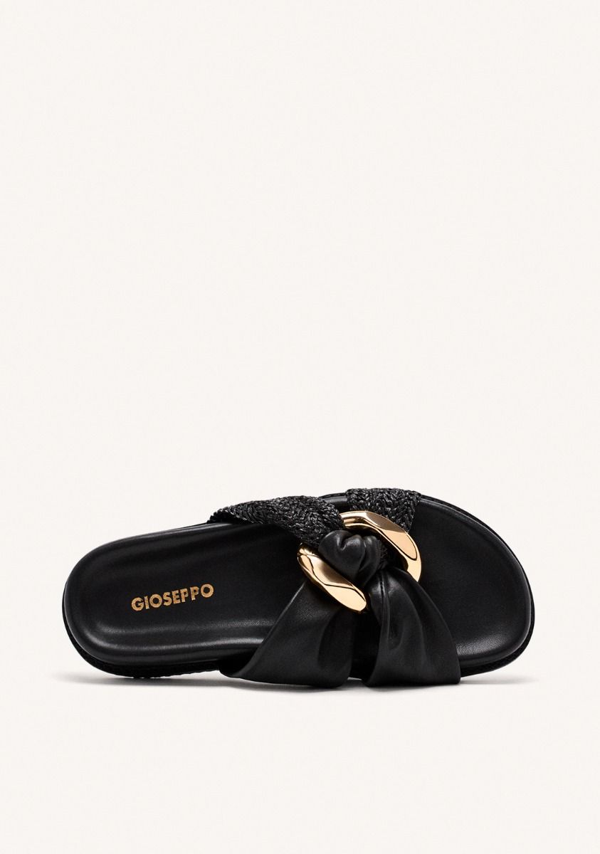 SANDALIAS PIEL Y RAFIA TISBURY - NEGRO