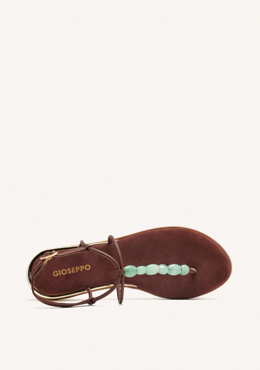 SANDALIAS GRIEGAS ABALORIOS PIEL MILLVILLE - MARRON