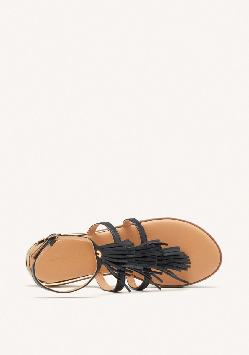 SANDALIAS GRIEGAS PIEL FLECOS SUNAPEE - NEGRO